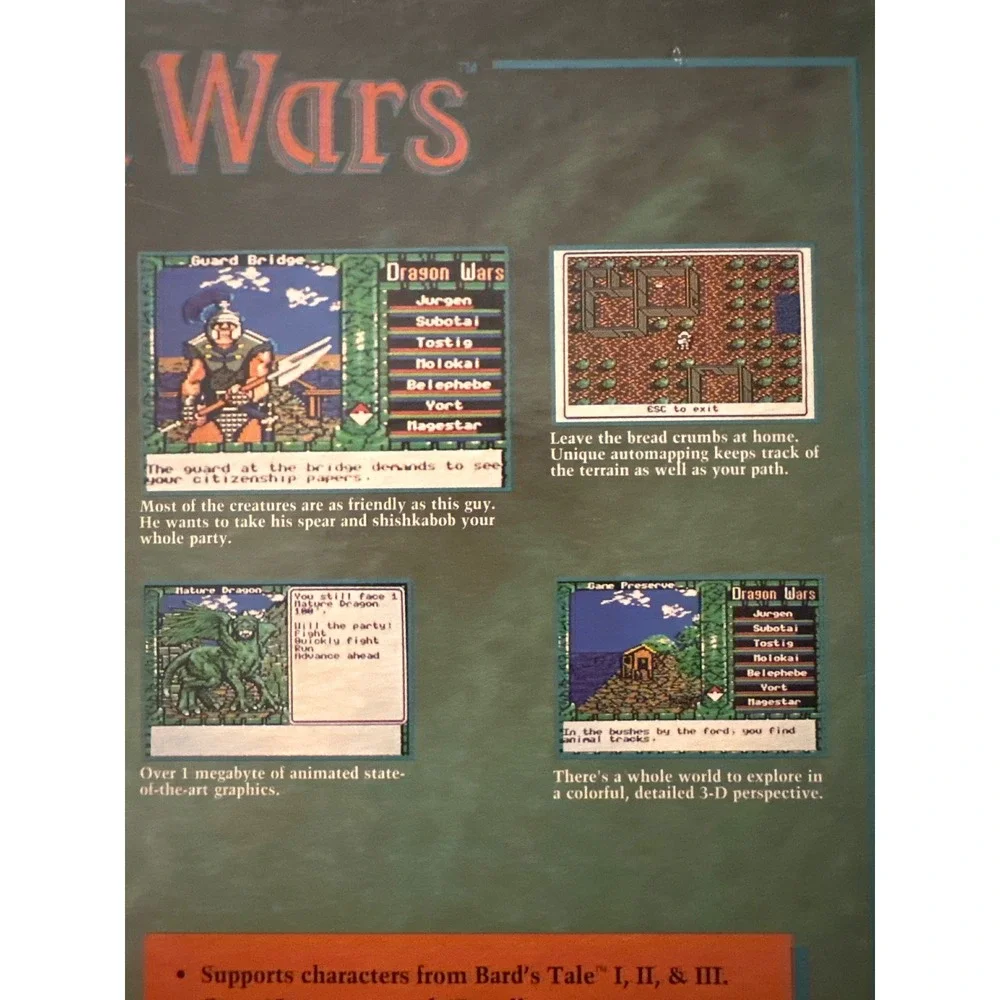 Dragon Wars Amiga 1989 Interplay Big Box Vintage PC Game Boris Vallejo Art
